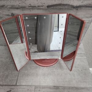 Tri-Fold Vanity Mirror with LED Lights - Rose Gold